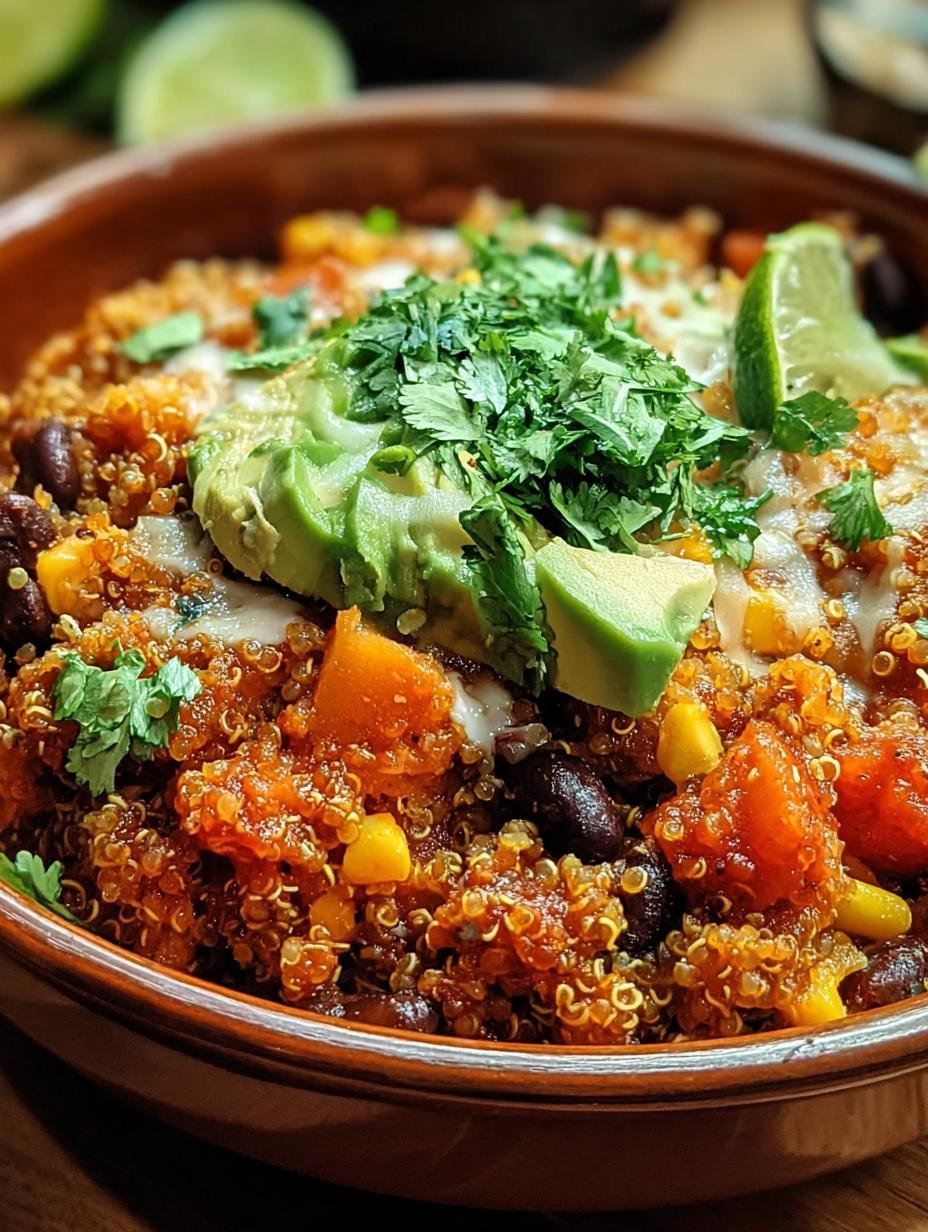 Heerlijk: Ultieme Ein Topf Mexikanische Quinoa in 20 min - Eenpans Mexicaanse Quinoa geserveerd met avocado en limoen