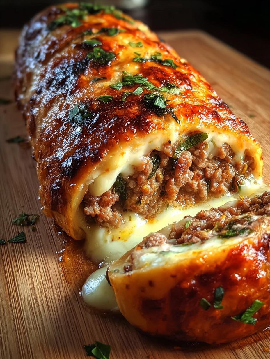 Heerlijke Hackfleisch Kaese Rolle vers uit de oven, goudbruin en knapperig