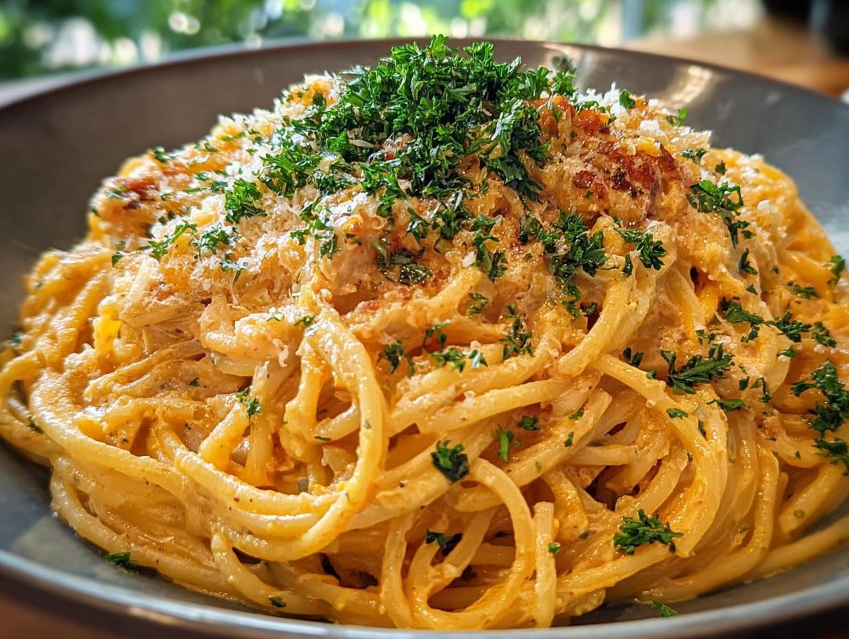 Cremige Kaesespaghetti