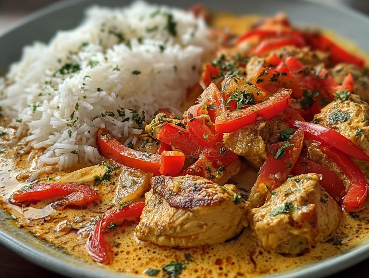 Cremig Kip Paprika Ragout: Snel, Heerlijk! - Cremiges Haehnchen Paprika Ragout - additional detail