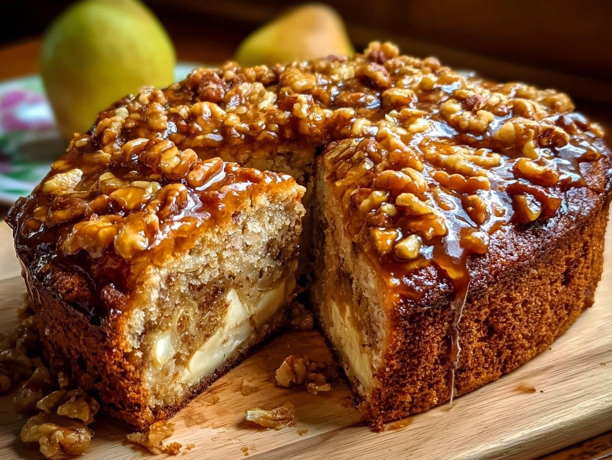 Apfelkuchen Mit Karamellisierten Walnuessen