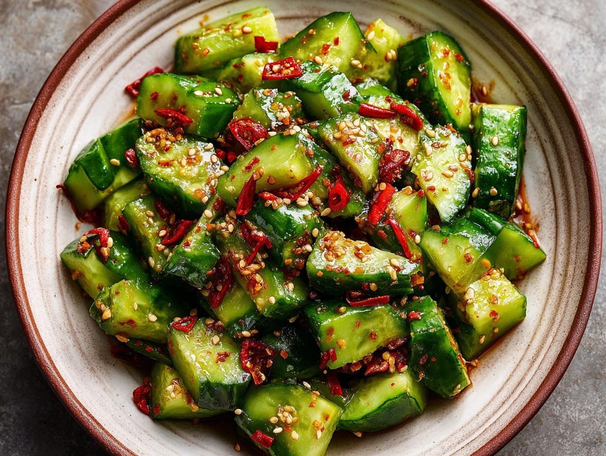 Pittige Aziatische Komkommersalade met Chili 2x! - Asiatischer Gurkensalat Mit Chili - additional detail
