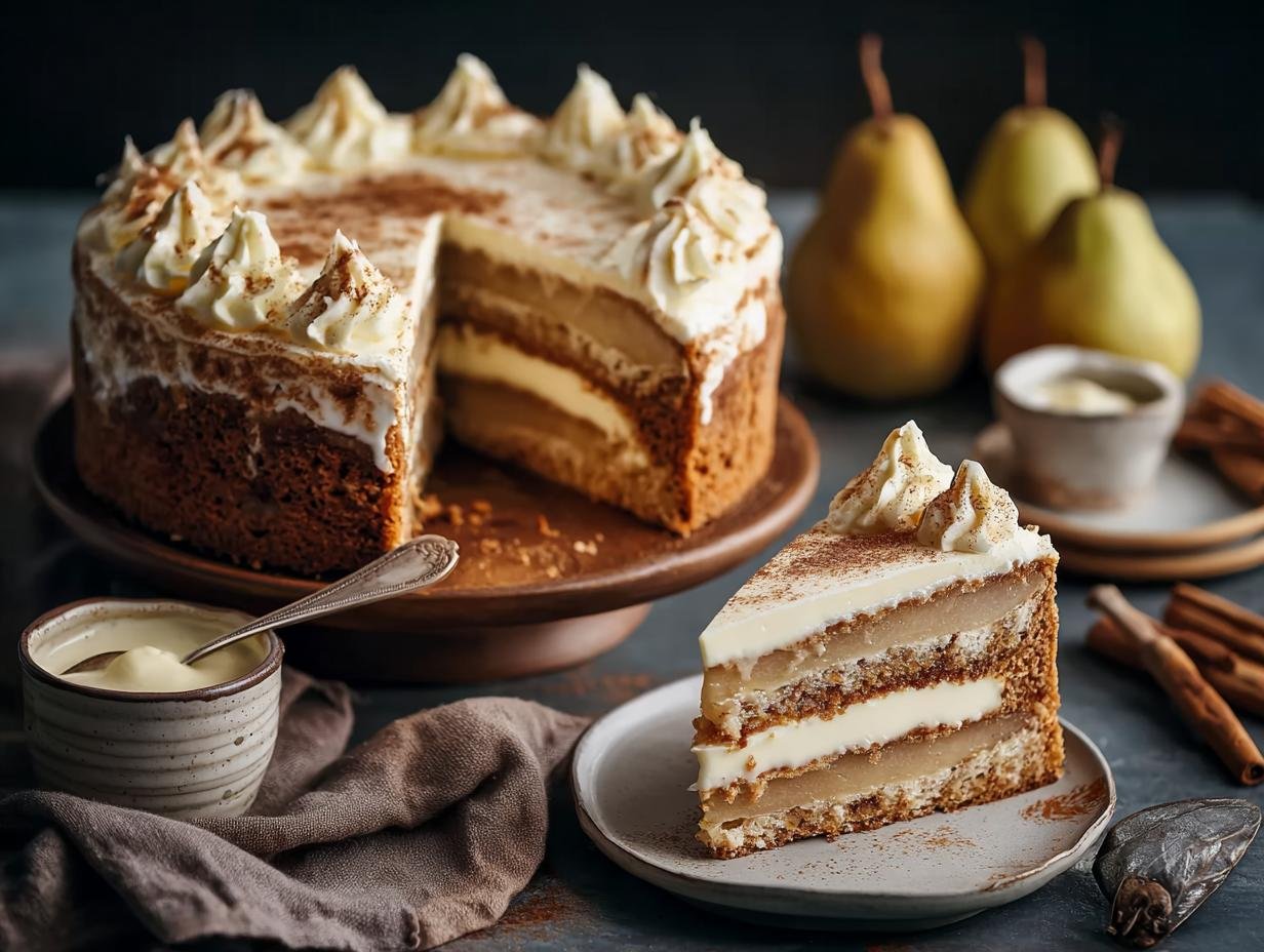 Birnenkuchen mit Schmandcreme: Culinaire Hemel - Birnenkuchen Mit Schmandcreme - additional detail