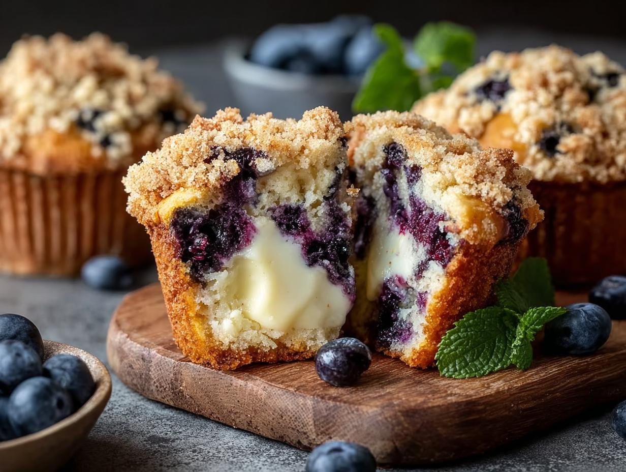 Blaubeer Cheesecake Muffins: 1 Traumrezept - Blaubeer Cheesecake Muffins Mit - close-up of muffins with streusel topping