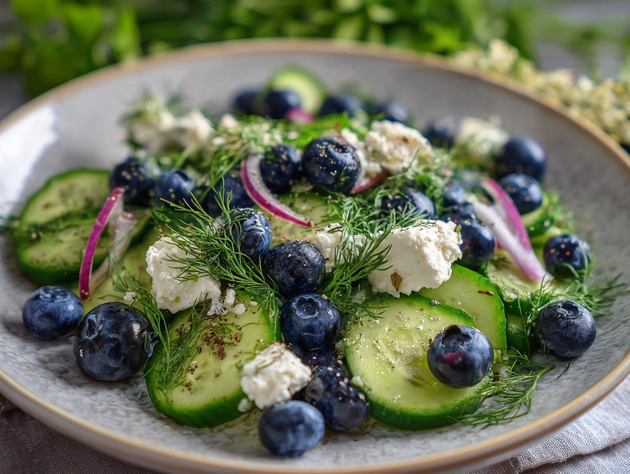Frischer Gurken Blaubeer Salat