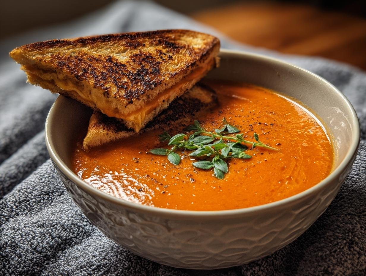 Gerostete Tomatensuppe Und Gegrilltes