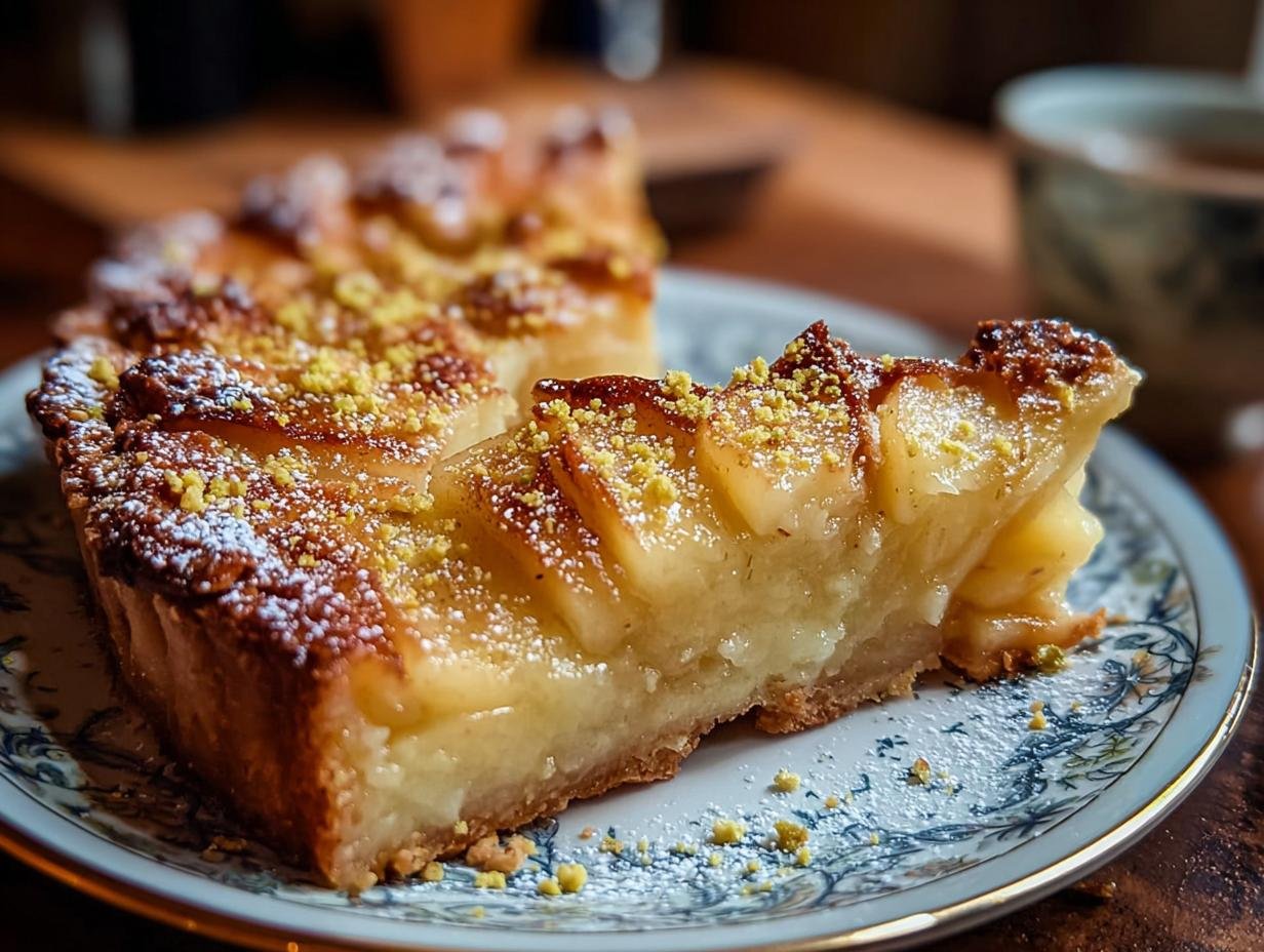 Heerlijke Italiaanse Apfelkuchen: Perfectie! - Italienischer Apfelkuchen - whole cake with lattice top, dusted with powdered sugar