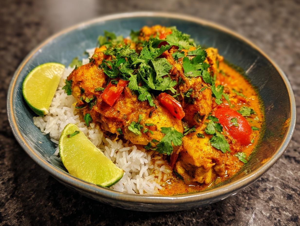 Heerlijke 1 Kabeljauw met Kokos Curry - Kabeljau Mit Kokos Curry - close-up van de romige saus