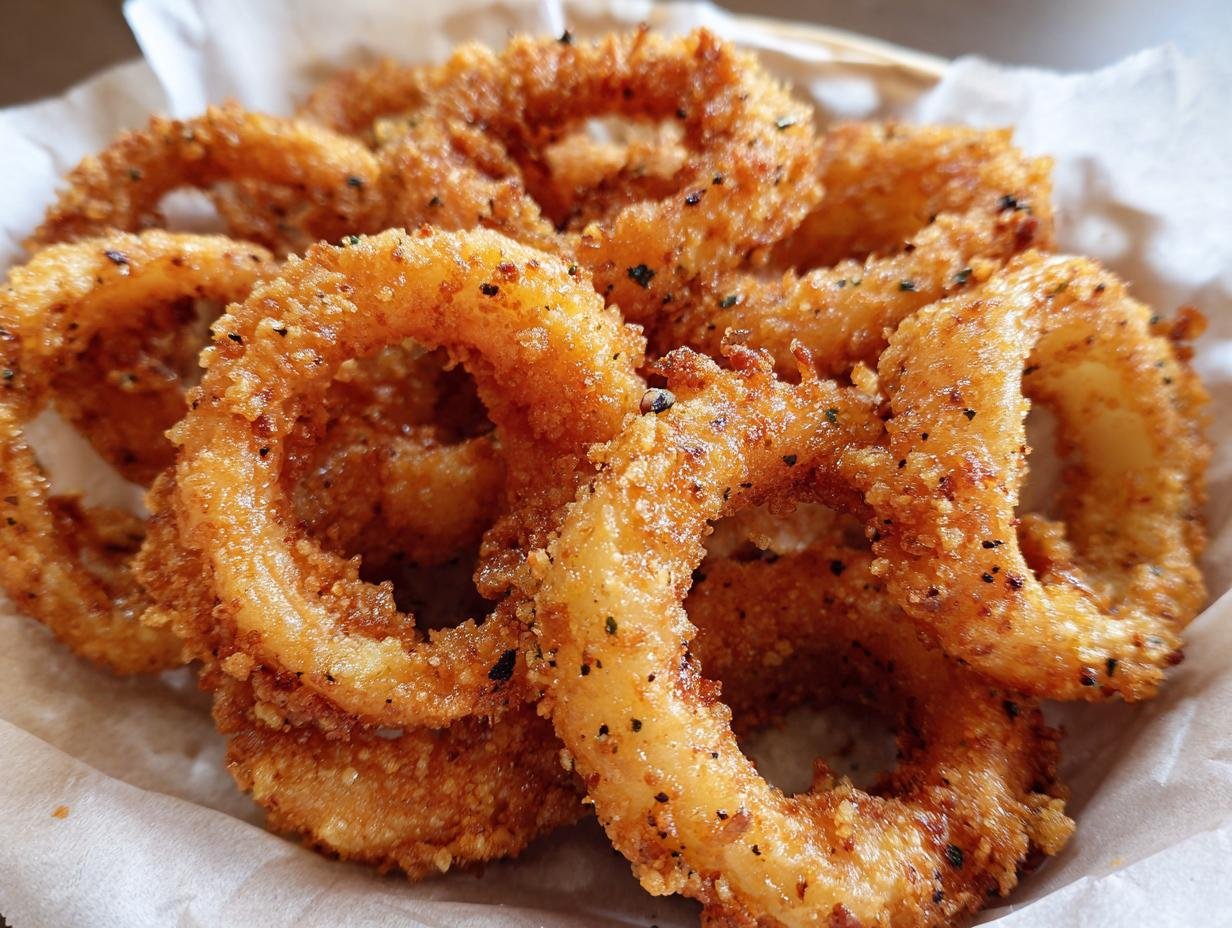 Krosse Zwiebelringe Aus Der: 10 min heerlijke snack - Goudbruine, knapperige uienringen in een mandje