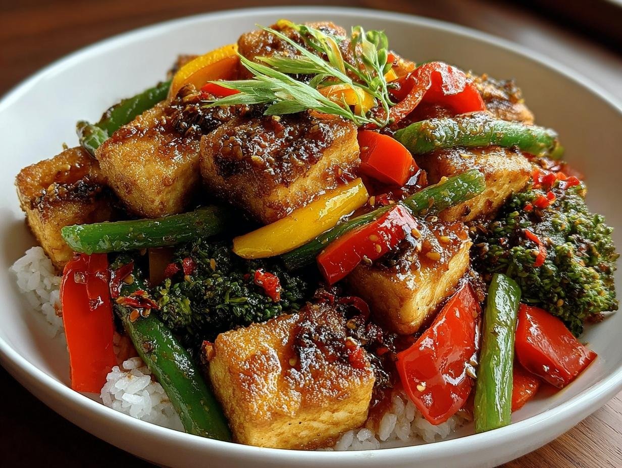 Lebhaftes Tofu Gemuse Wokgericht
