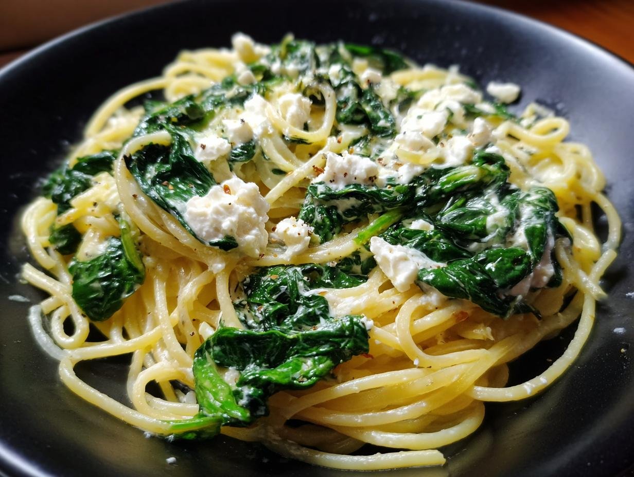 Spaghetti Mit Spinat Frischkase