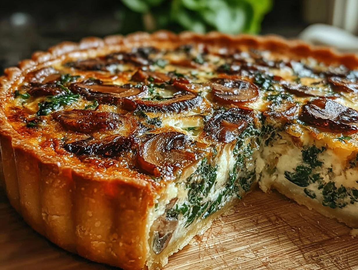 Spinach Und Pilzquiche Delikatesse