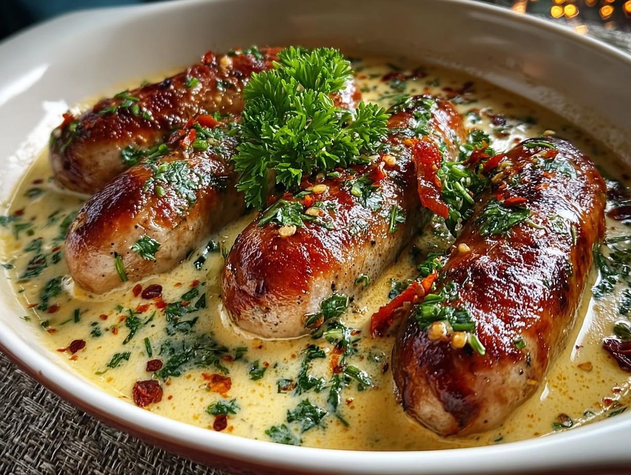 Wuerstchen Senfsahnesauce