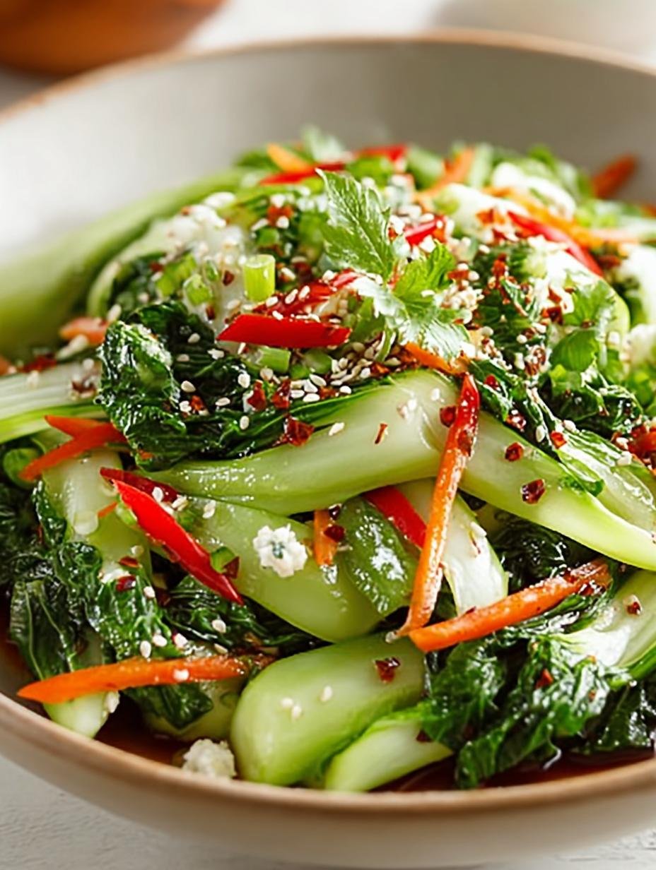 Verfrissende Bok Choy Salade met knapperige paksoi en wortel, klaar om te serveren