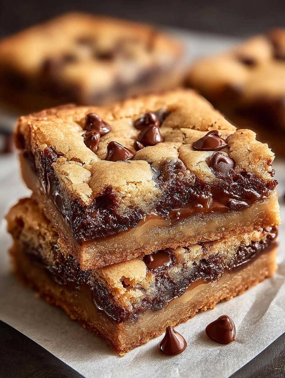 Close-up van smeuïge Chocochip Gooey Treats met gesmolten chocolade en een perfecte textuur