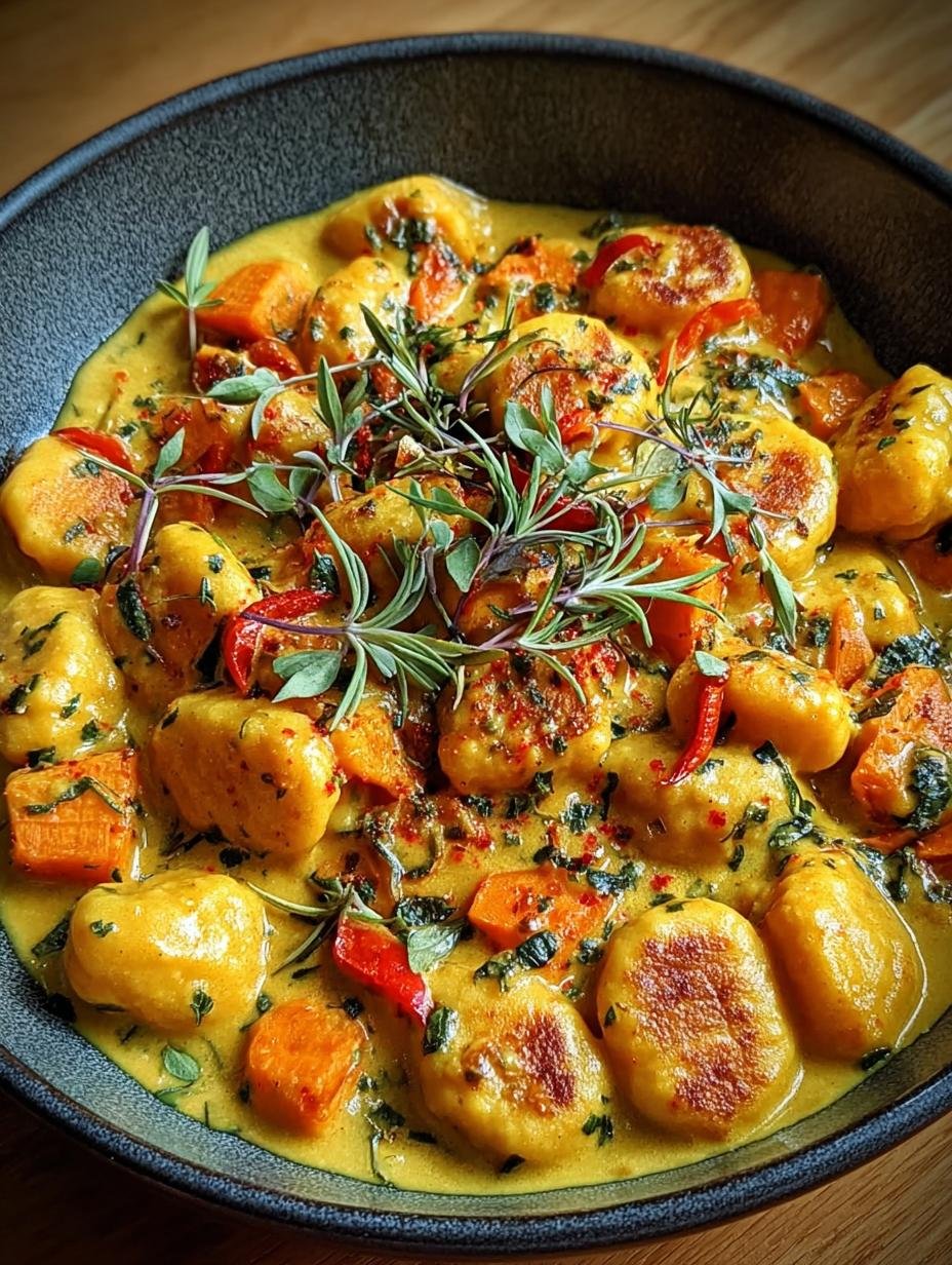 Heerlijke Cremige Kuerbis Gnocchi Mit met romige pompoensaus en verse kruiden