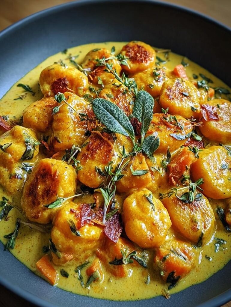 Cremige Kuerbis Gnocchi Mit