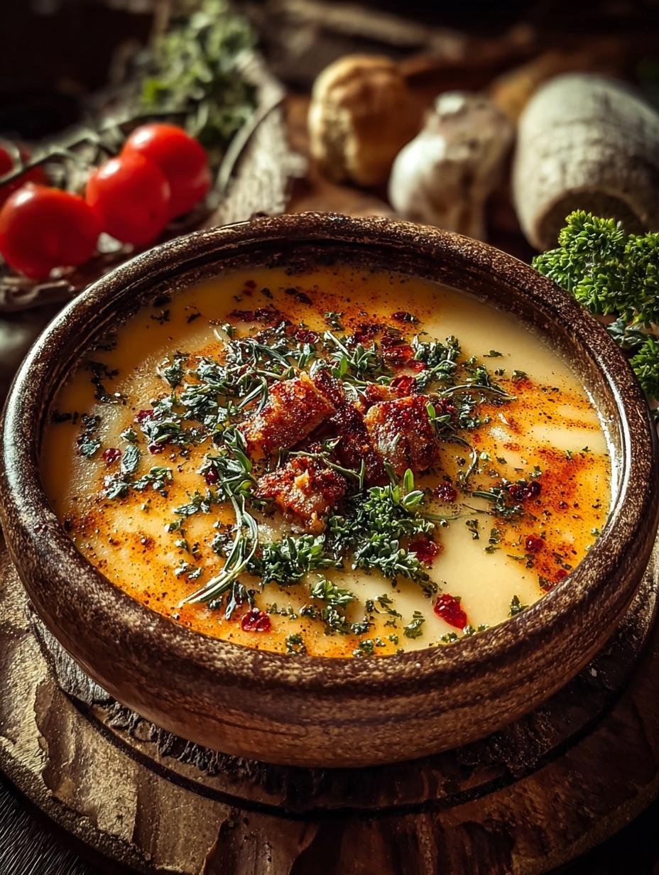 Friss Dich Dumm Soep: 1 magische hap vol warmte - Friss Dich Dumm Suppe - close-up van de romige textuur