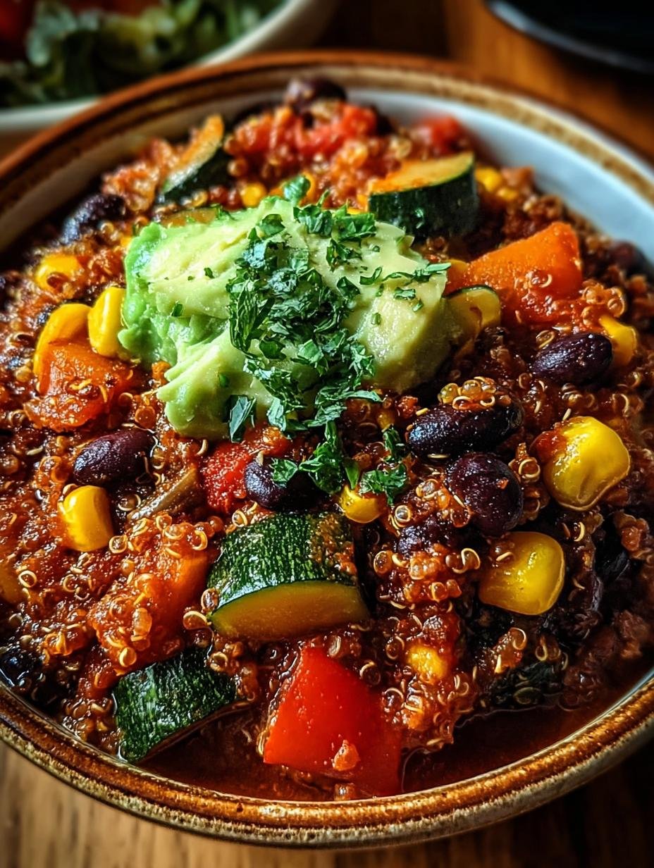 Herzhaftes Erntegemuse Quinoa Chili