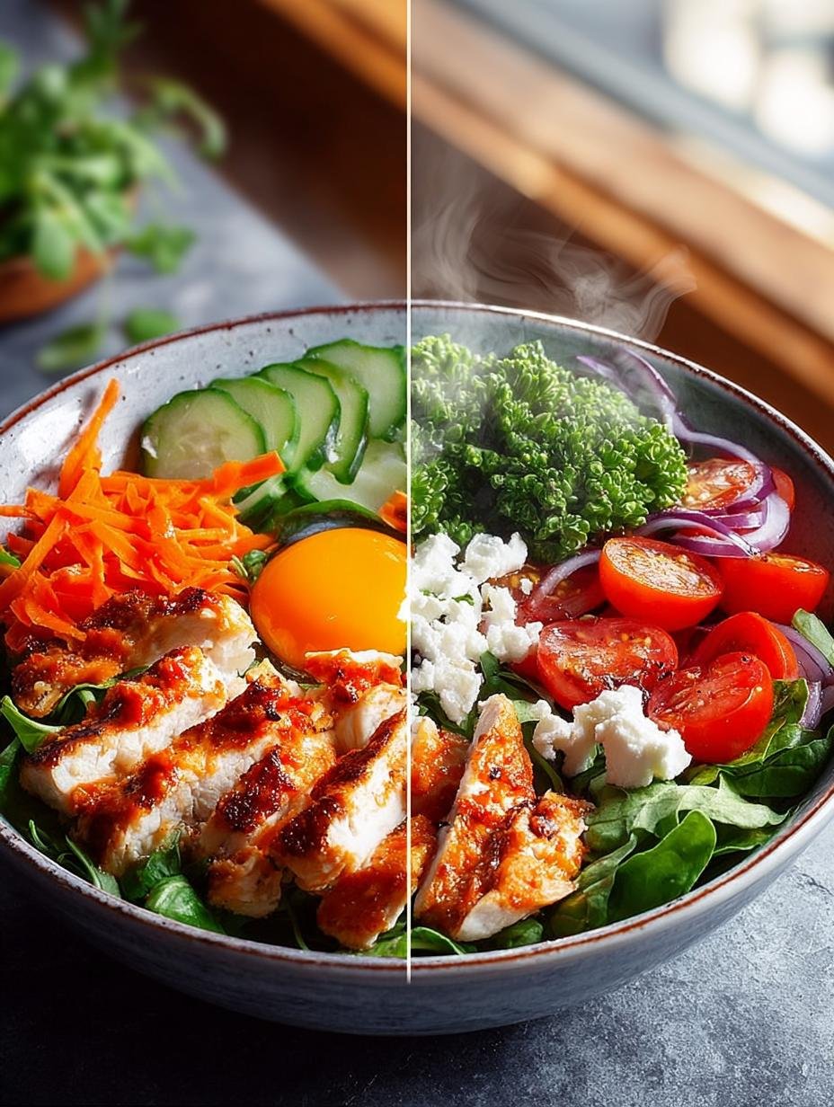 Gezonde Kalorienarme Mittagessen Bowl: 60 Kcal Wonder - Kalorienarme Mittagessen Bowl Mit - een kleurrijke en verse lunchbowl met kip, rijst en diverse groenten