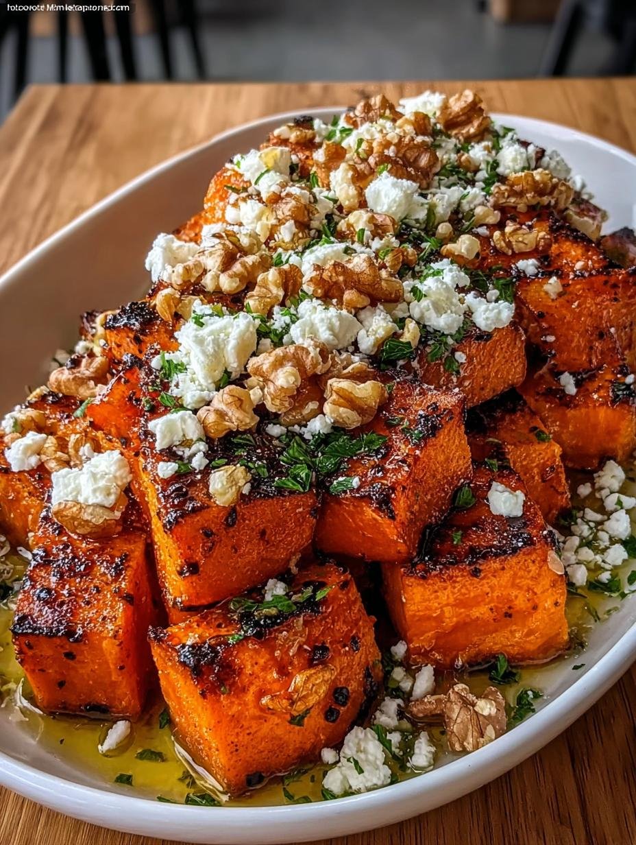 Karamellisierte Suesskartoffeln Mit Ahornsirup - Gekarameliseerde zoete aardappelen geserveerd met feta en walnoten