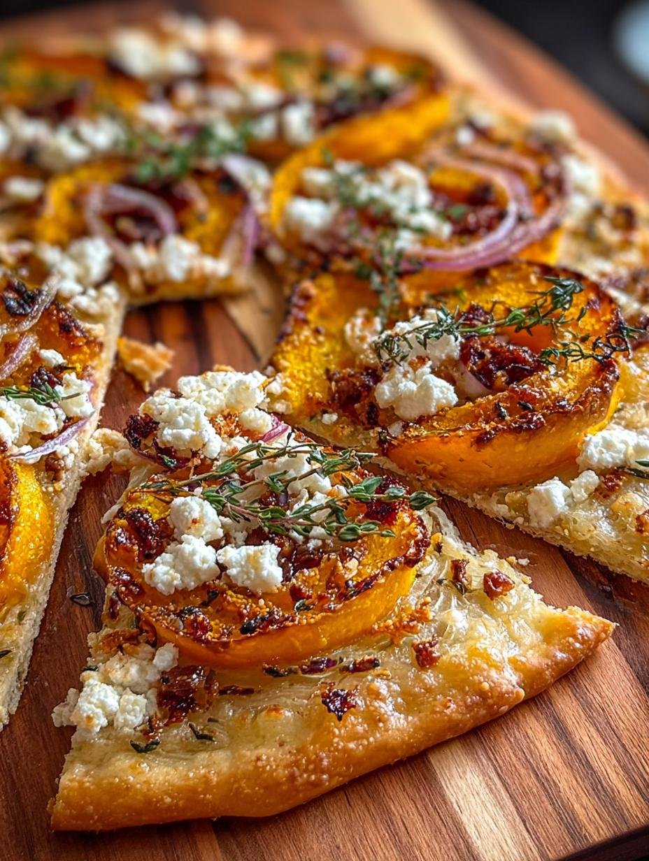 Knuspriger Kuerbis Flammkuchen
