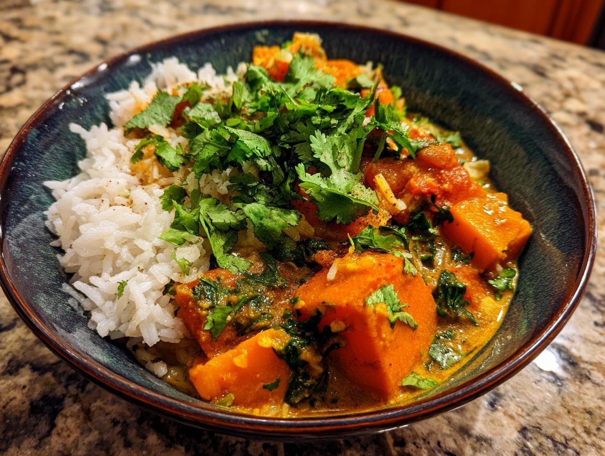 Heerlijke Kuerbis Curry Mit Kokosmilch met verse koriander