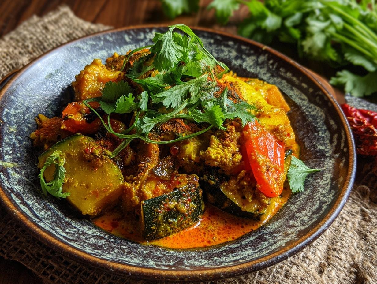 Close-up van de romige Kuerbis Curry Mit Kokosmilch