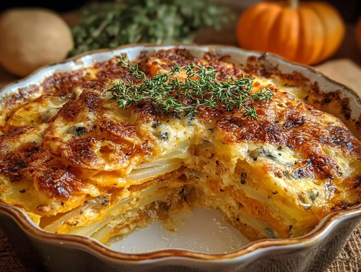 Heerlijk Pompoen Aardappel Gratin: 15 Min Tijd - Kuerbis Kartoffel Gratin Mit - main visual representation