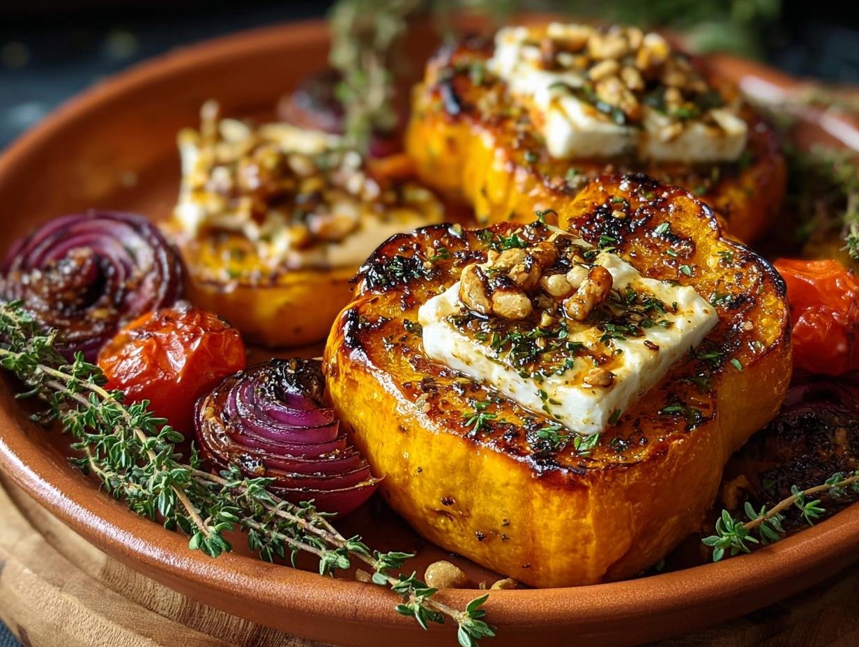 Magische Ovenpompoen Met Feta: 10 Min Klaar - Geroosterde pompoenparten met kruiden op een bakplaat