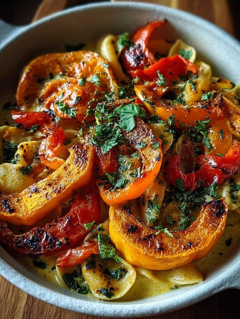 Pasta Mit Ofenkuerbis Paprika