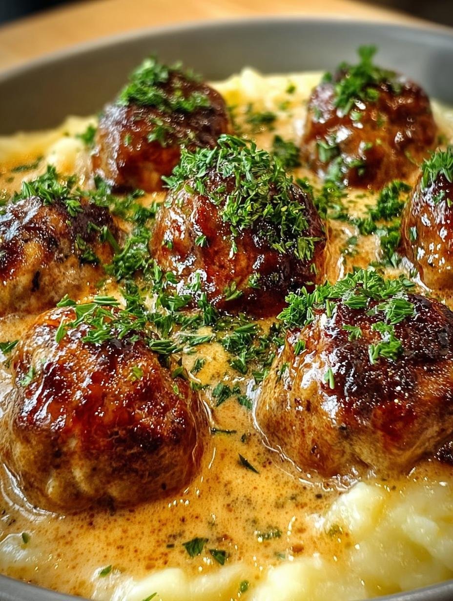 Saftige Hackbaellchen Cremiger Sauce