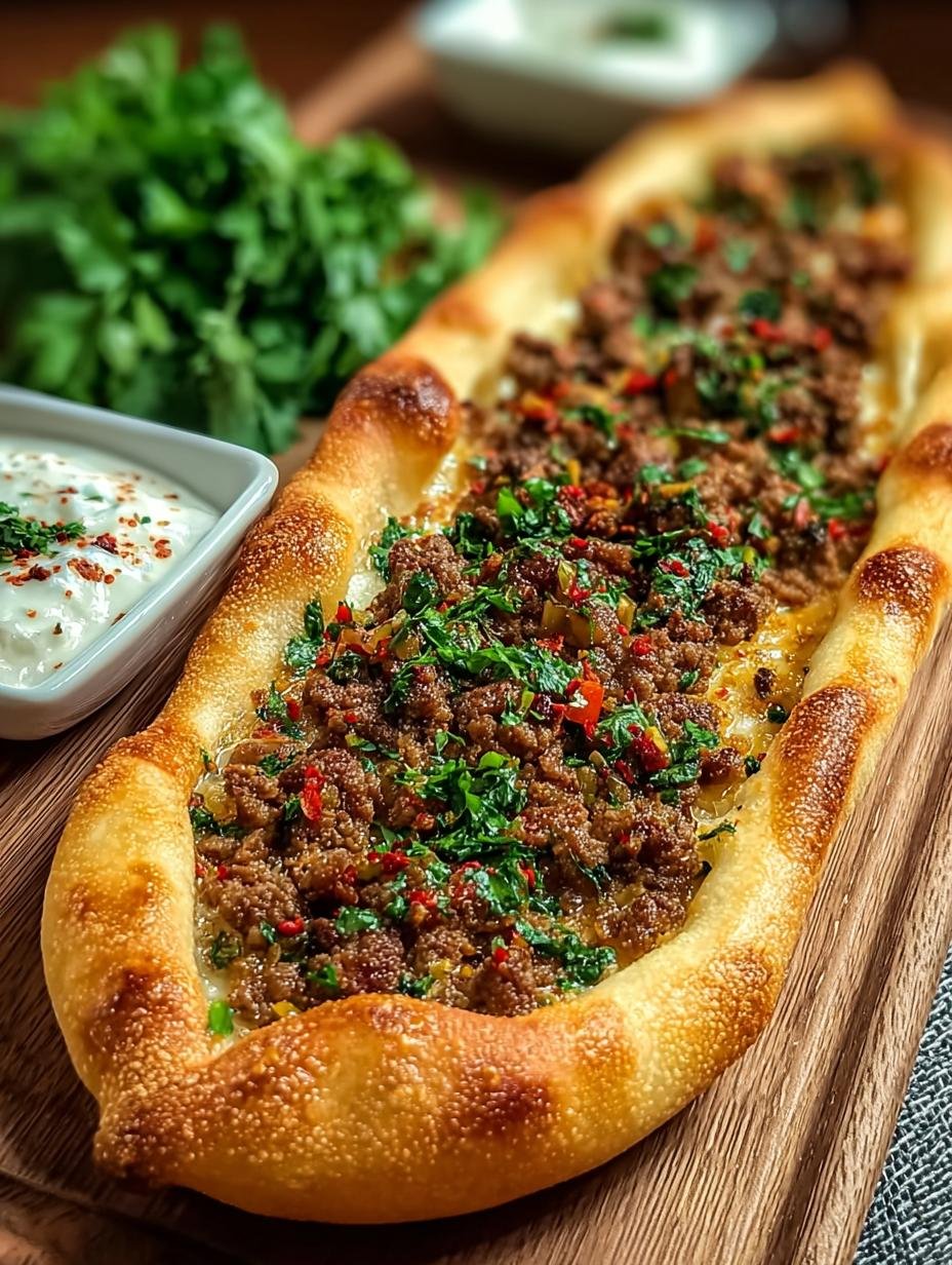Tuerkische Pide Mit Hackfleisch