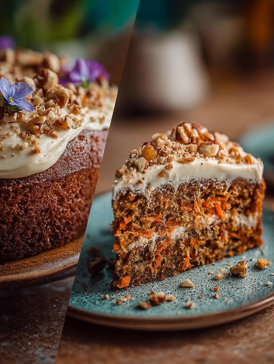 Plakjes Vegane Kuchenrezepte Karotten Haselnusskuchen met glazuur en walnoten