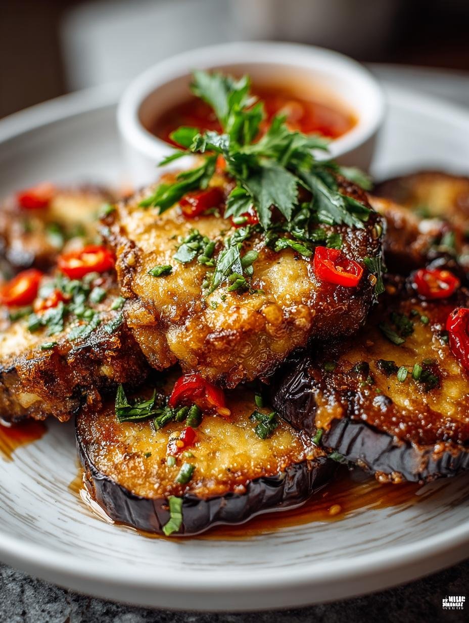 Heerlijke Auberginen Steaks Heissluftfriteuse Keto in 20 min - Auberginen Steaks Heissluftfritteuse Keto - geserveerd met verse basilicum