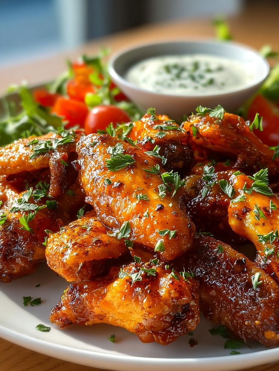 Krokante Oven Gebakken Buffalo vleugels op een bakplaat, perfect goudbruin en knapperig gebakken, klaar om gesausd te worden.