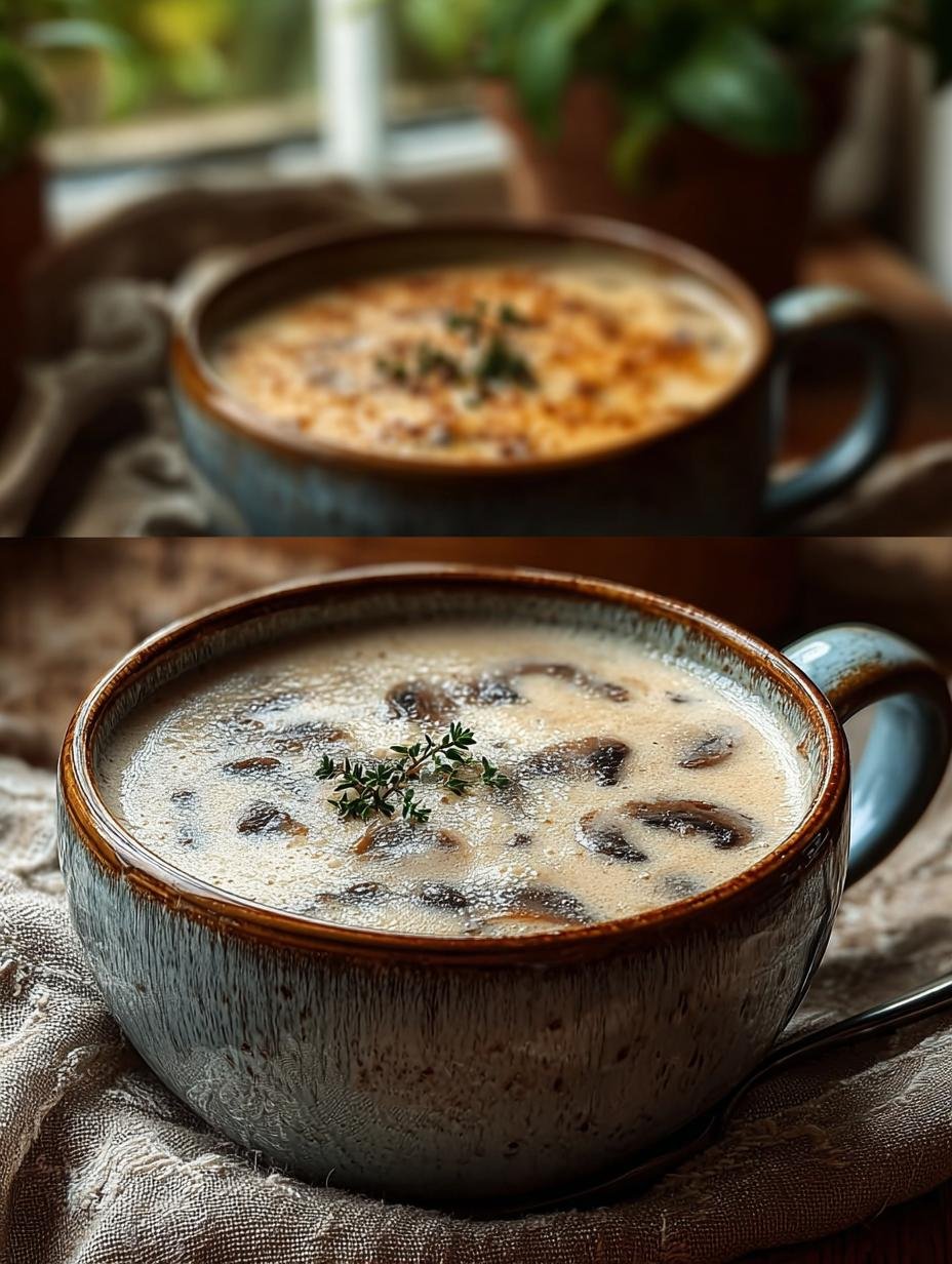 Huttenkase Pilzsuppe: Een Zalig Warme Kom in 35 Min. - Huttenkase Pilzsuppe Ein Herzhaftes - romige champignonsoep met verse peterselie