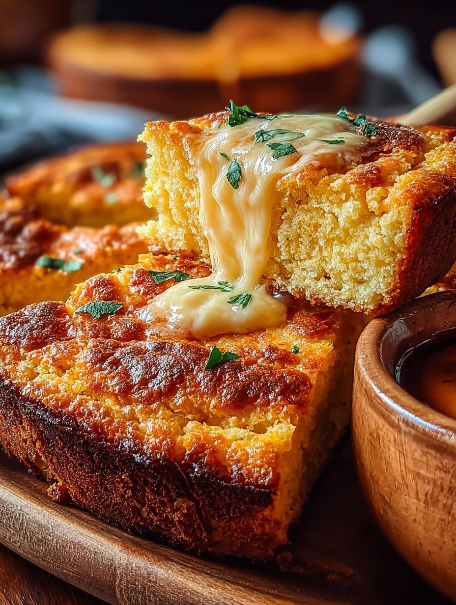 Heerlijke Kase Cornbread Dipper vers uit de airfryer, goudbruin en kaasachtig, klaar om te dippen