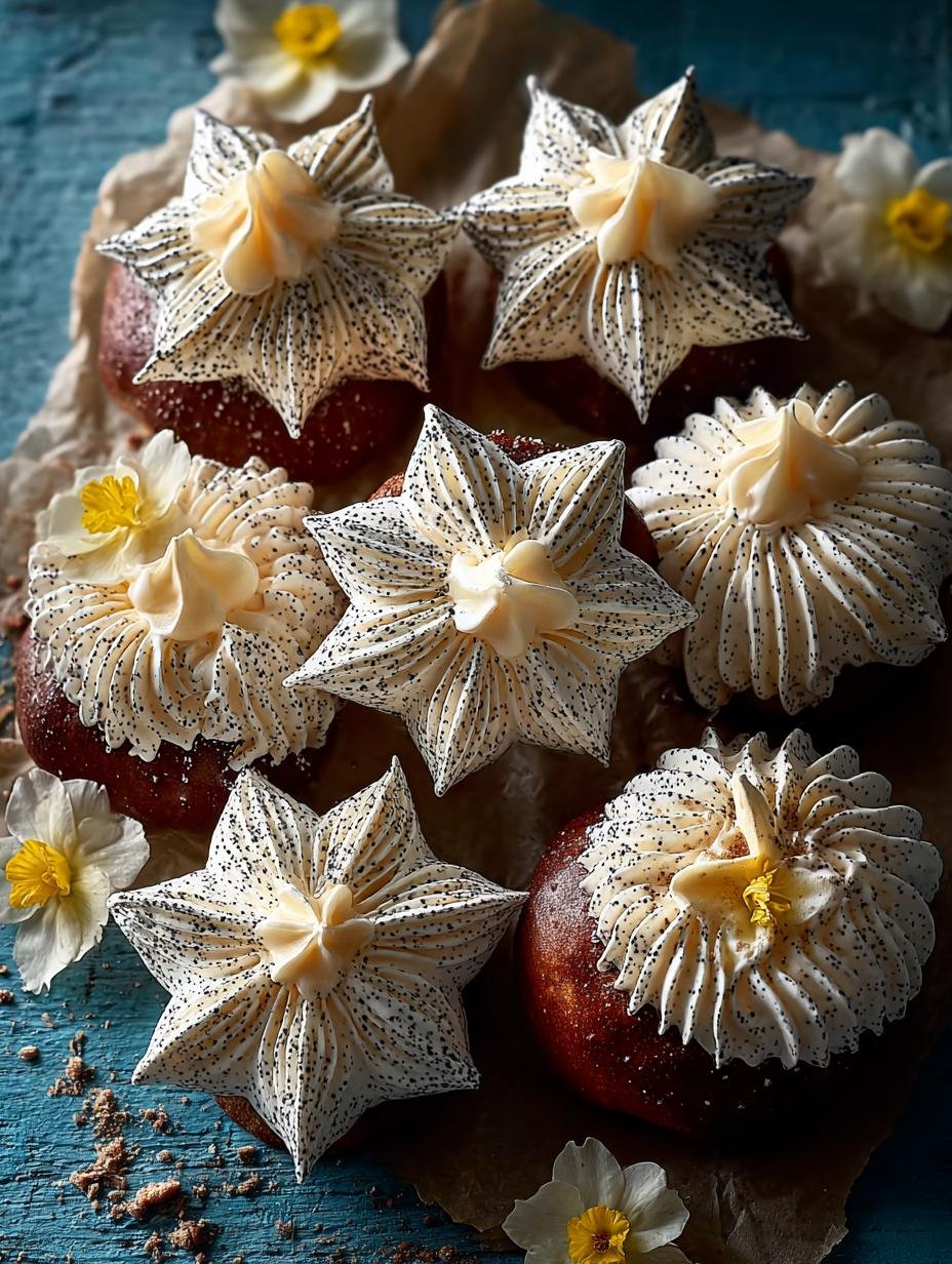 Heerlijke Mohn Baiser Sterne Mit met een vleugje sinaasappel, perfect gebakken en klaar om te serveren