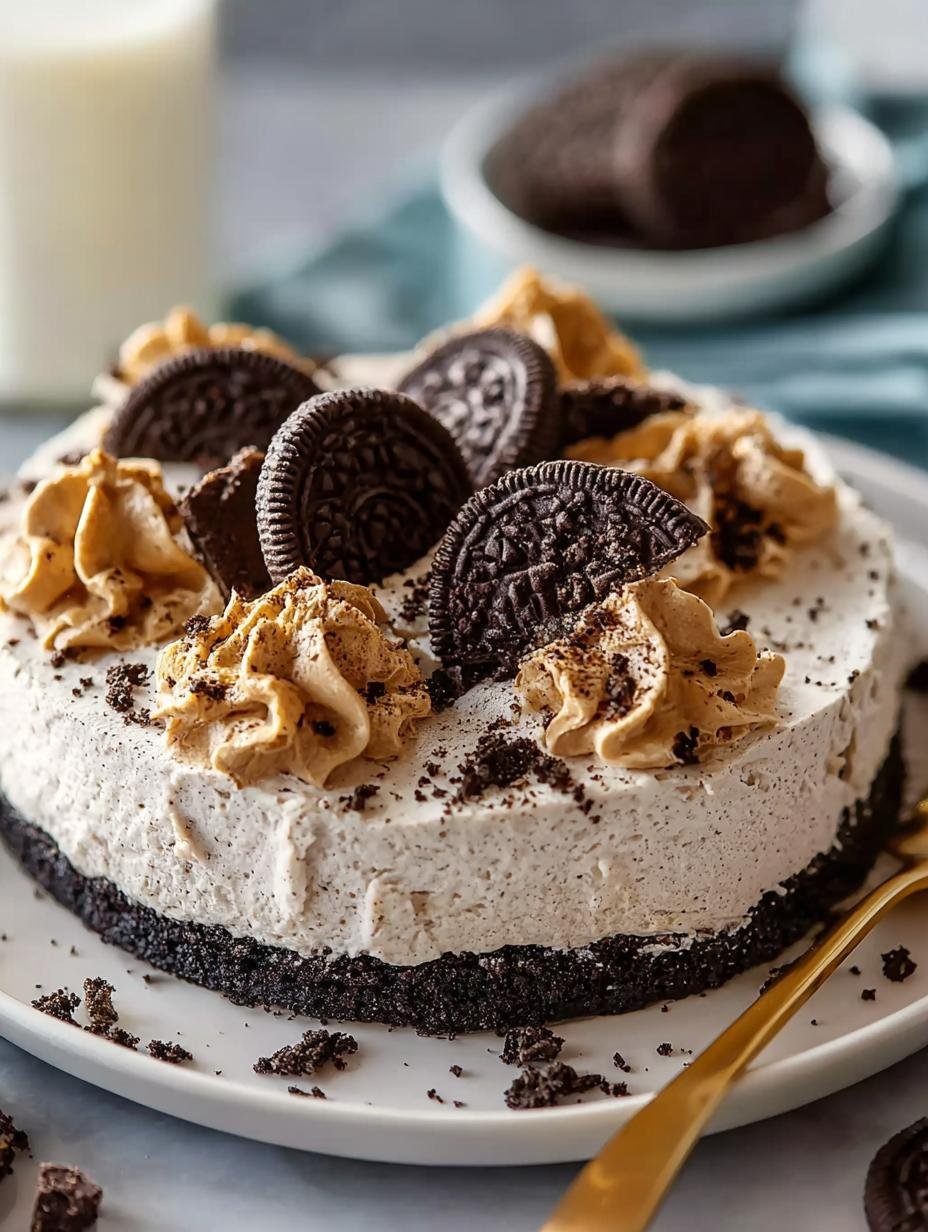 Ultieme Oreo Pindakaastaart: 1 Buitenaards Lekker Dessert - Oreo Peanut Butter Pie - een heerlijk stuk taart met romige vulling en Oreo kruimels