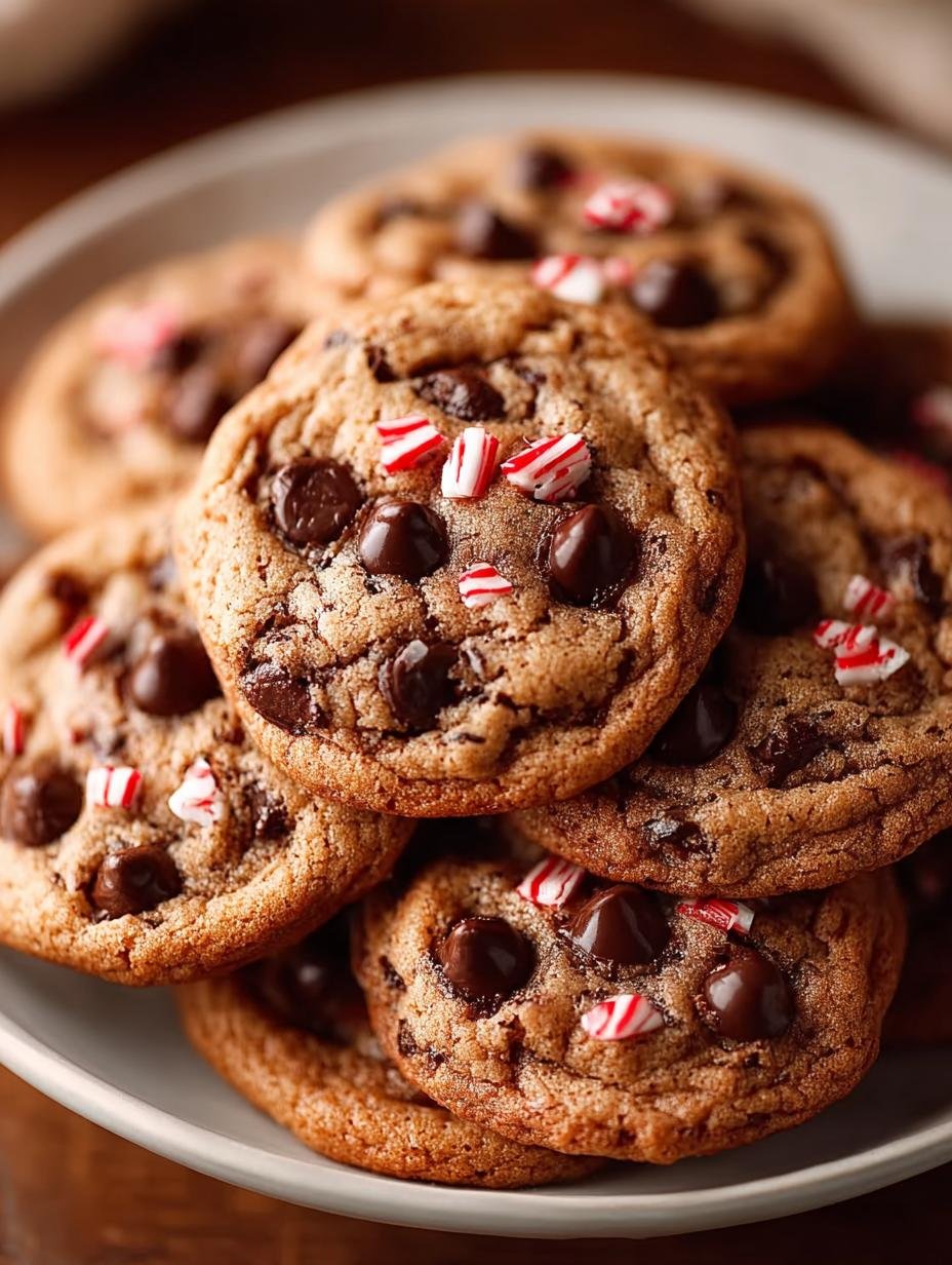 Heerlijke Peppermint Chocolate Chip Cookies versgebakken op een koelrek, klaar om van te genieten