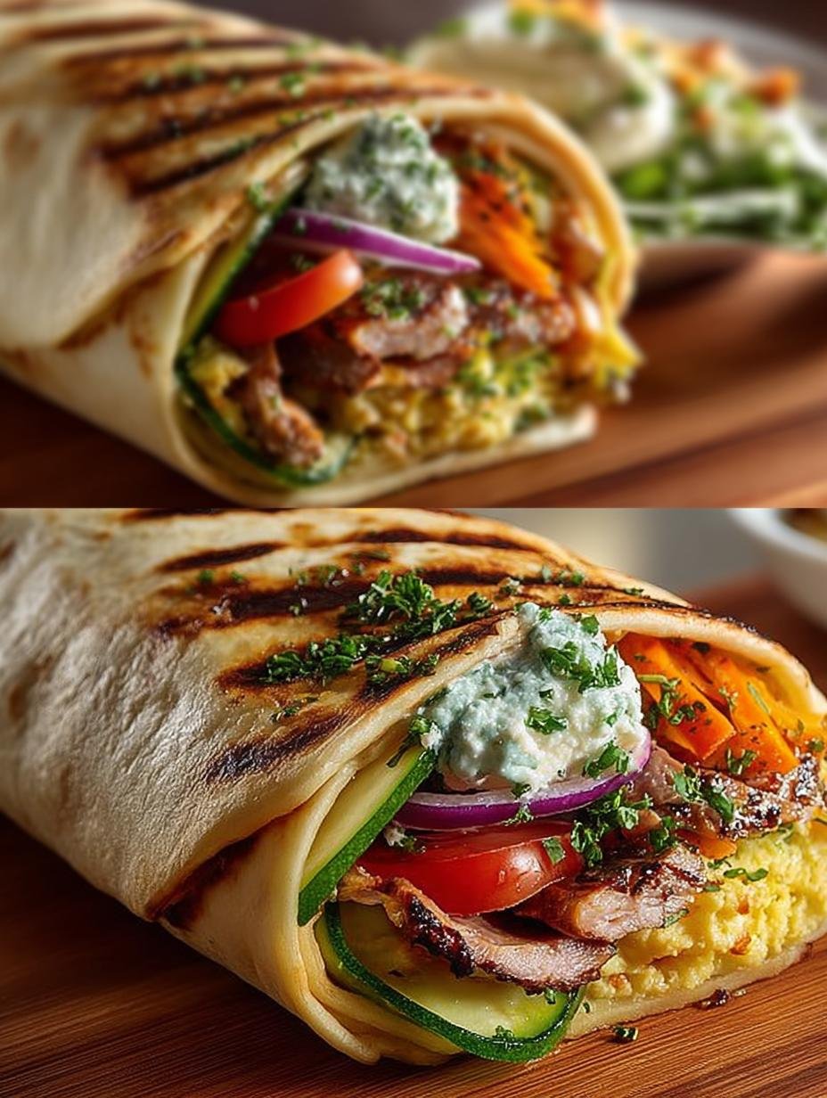 Verrukkelijk Protein Wraps Recept Met: Eet in 1 Hapsnap! - Protein Wraps Rezept Mit - close-up van een opgerolde proteïne wrap met zichtbare vulling van groenten en hummus