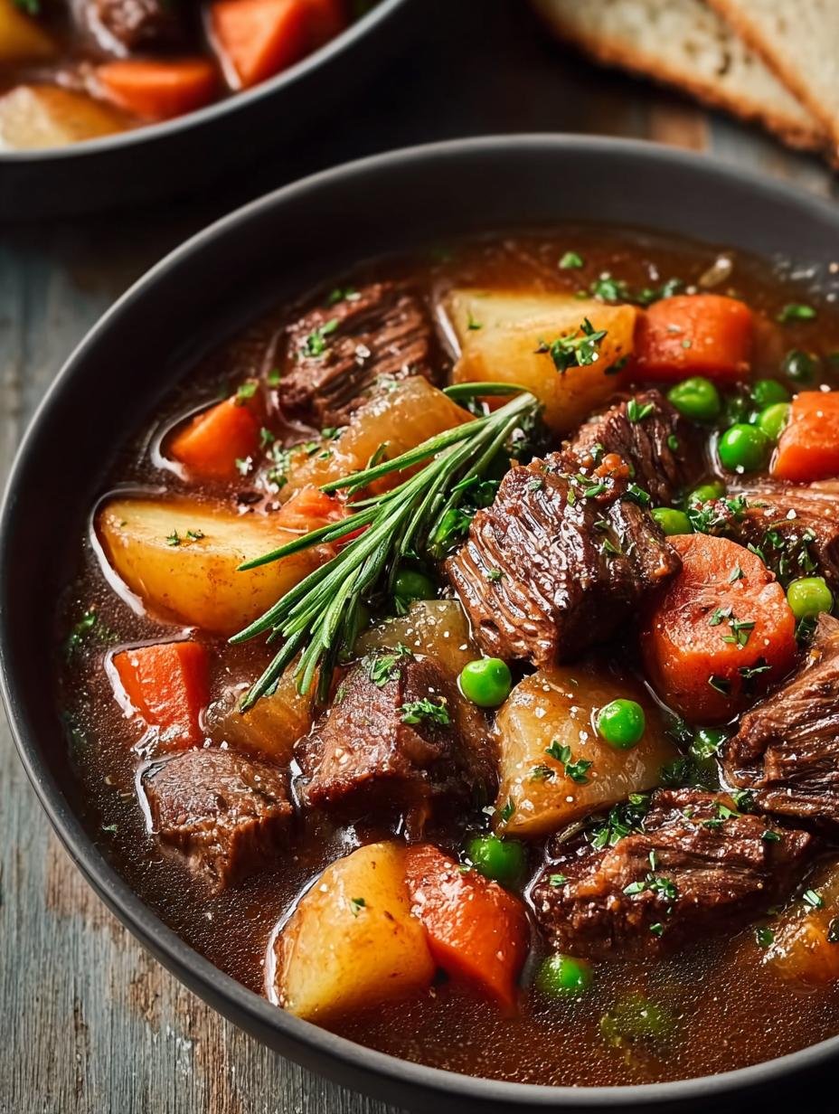 Heerlijke Slow Cooker Beef Stew met mals rundvlees en groenten, klaar om te serveren