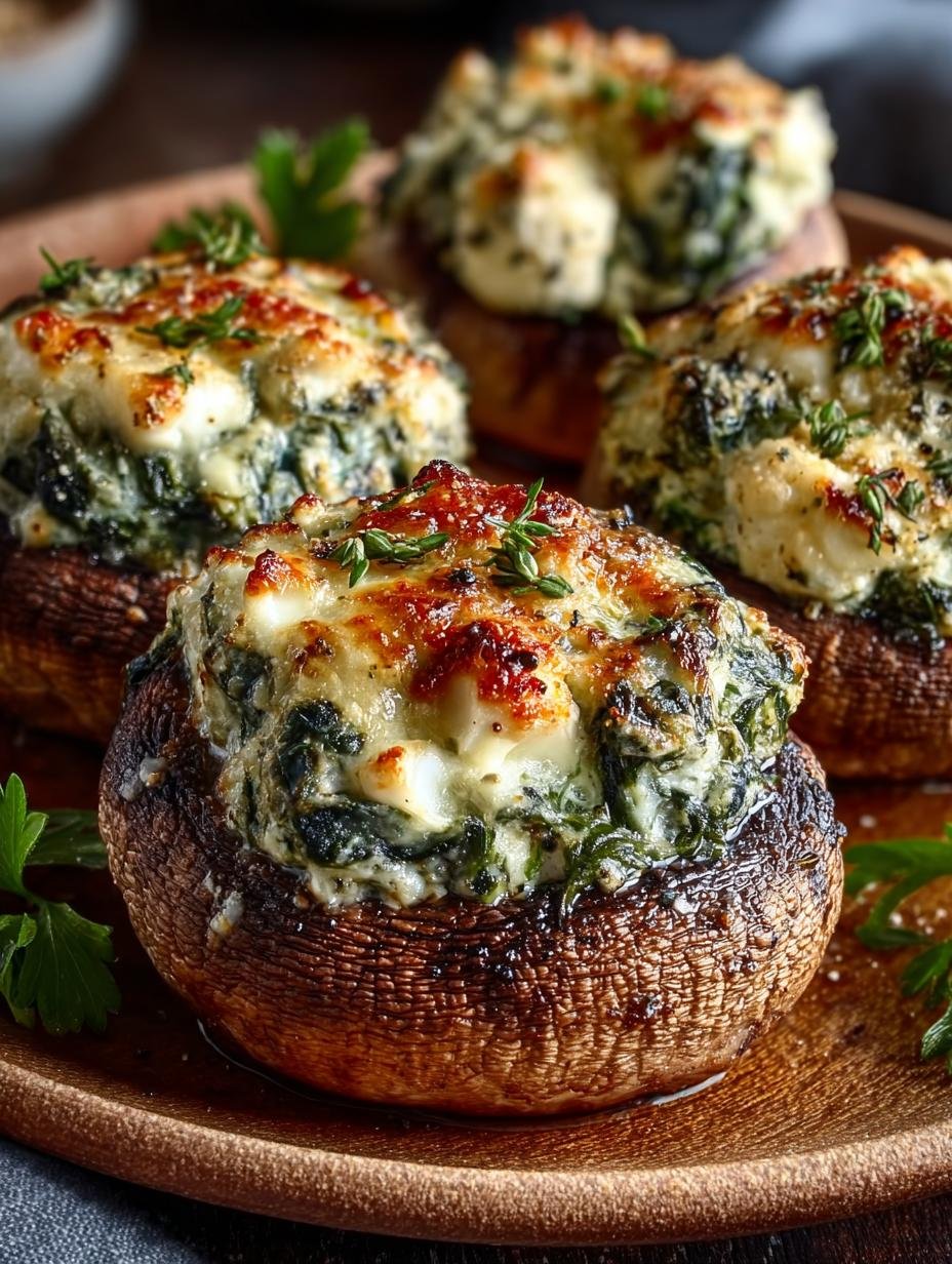 Waanzinnige Spinat Feta Gefuellte Champignons in 1 pan! - Spinat Feta Gefuellte Champignons - main visual representation