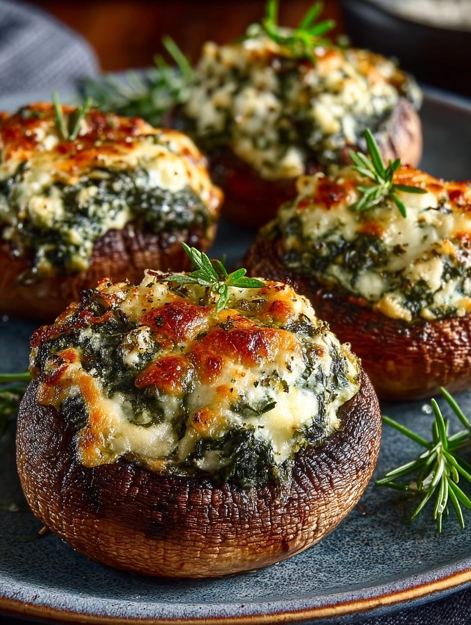 Spinat Feta Gefuellte Champignons