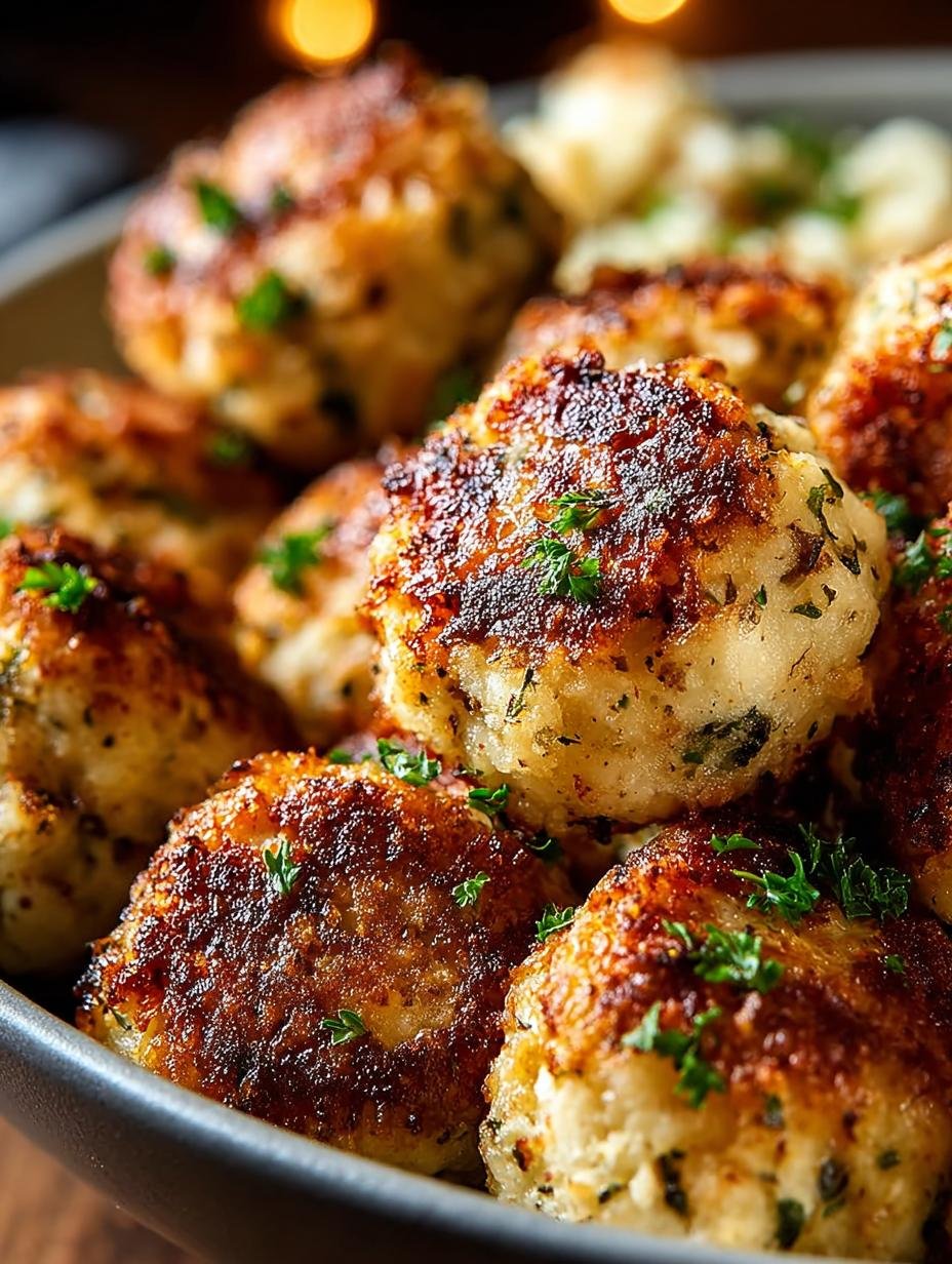 Verbazingwekkende Turkey Stuffing Balls: 1,2 Krokante Happen - Turkey Stuffing Balls - geserveerd met dipsaus