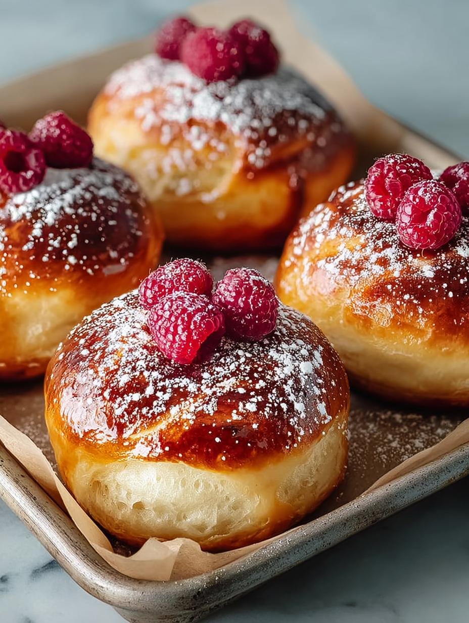 Verrukkelijke Vanille Brioche Broodjes met Frambozen - Vanilla Brioche Buns with - versgebakken op een houten plank