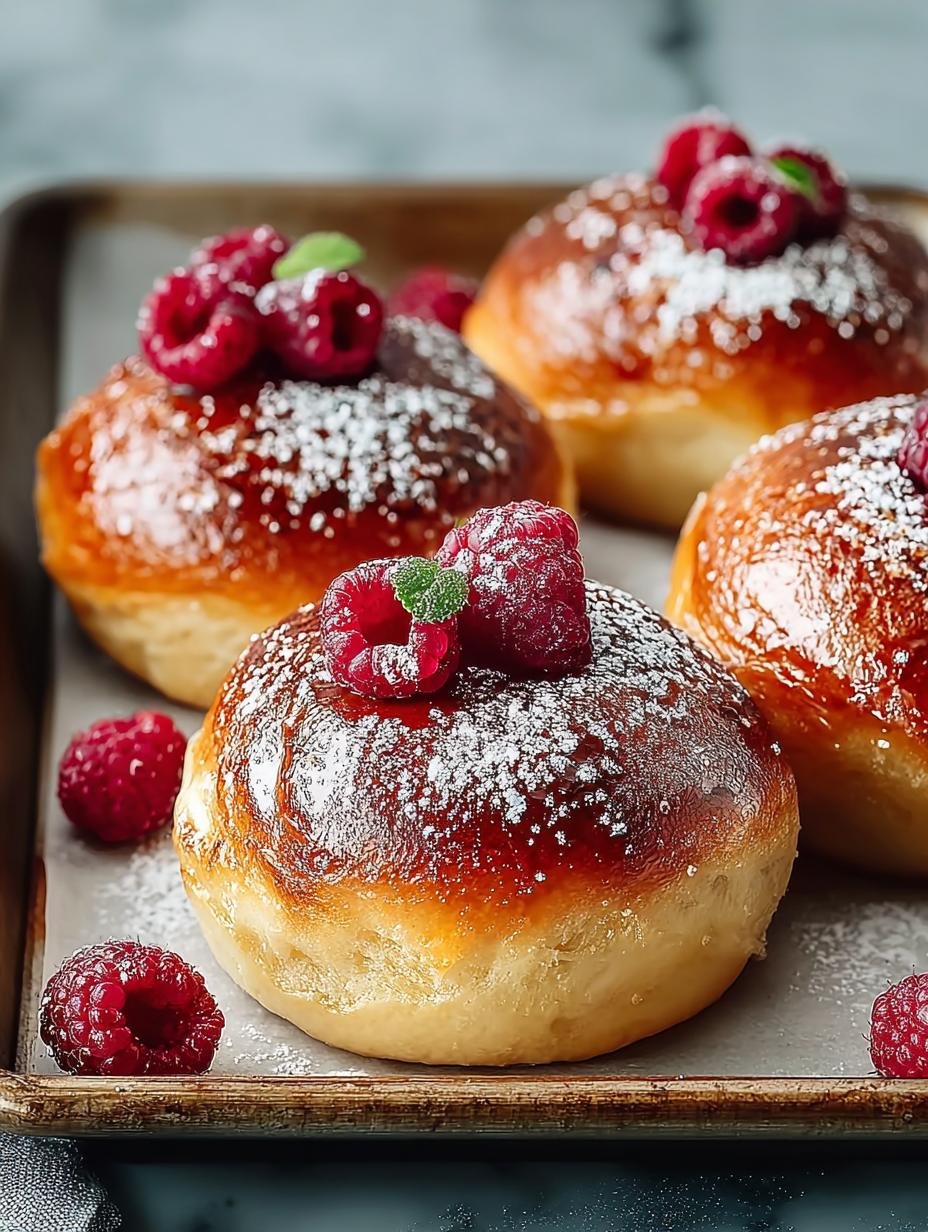 Verrukkelijke Vanille Brioche Broodjes met Frambozen - Vanilla Brioche Buns with - close-up van de vulling
