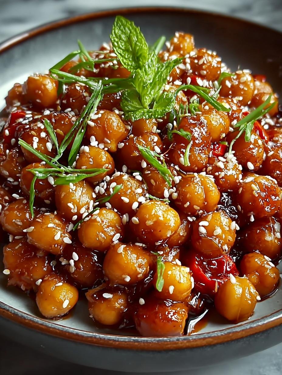 Vegan Sticky Sesame Chickpeas
