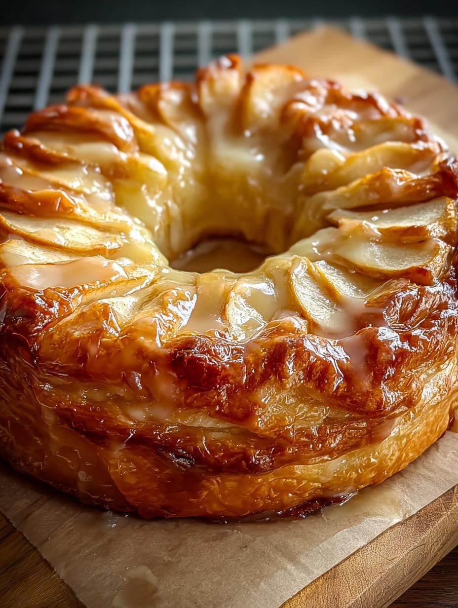 Verrukkelijke Wisconsin Apple Kringle met glazuur en verse appels, perfect voor ontbijt of dessert